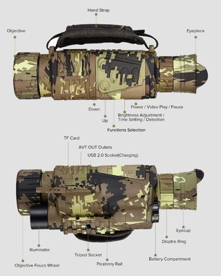 Espaço Handheld 5x8 do monocular da visão noturna do sistema ótico com o cartão 16GB
